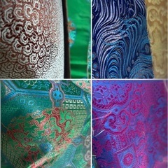 未使用 大量 　正絹 　金刺繍 生地 バイアステープメイカー図画裁縫定規 手芸材料大量の画像