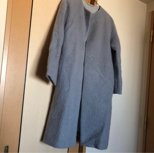 Mila Owen ロングコート グレー　ミラオーウェン　ノーカラー　モヘア