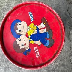 【リユースショップスパークル】スツール缶　ペコちゃん　ポコちゃん　ドラム缶　昭和レトロ　ブリキ缶　配送設置可能♪の画像