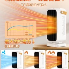 セラミックヒーター 小型 速暖 電気ファンヒーター 省エネ節電 3段階温度調節の画像
