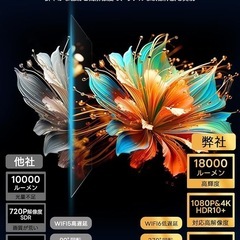 プロジェクター 家庭用 【2025年最新・Android TV搭載・APP利用可能】 1080P解像度 天井投影 18000LMの画像