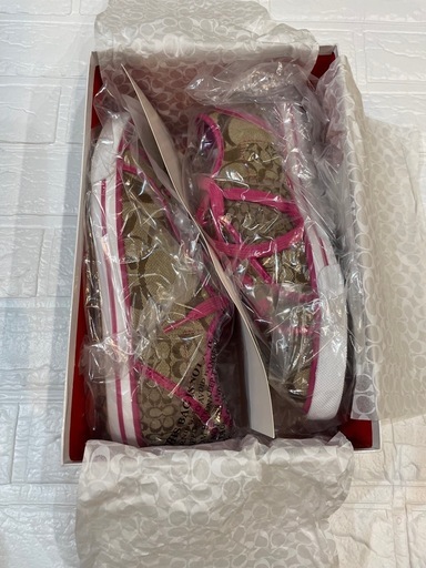 コーチ COACH ロゴ入りスニーカー ベージュ/ピンク スニーカー 24cm