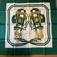 エルメス HERMES フランス スカーフ カレ90 緑　定番柄 シルクの画像