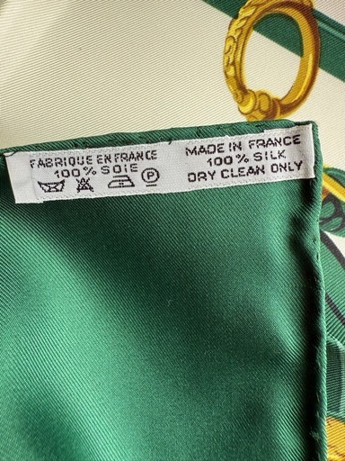 エルメス HERMES フランス スカーフ カレ90 緑　定番柄 シルク