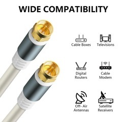 高品質★RG6 75Ω CATV同軸ケーブル 5m アンテナケーブル　白の画像