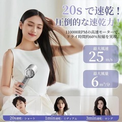 ドライヤー ヘアドライヤー マイナスイオン 髪質改善 温冷リズム付 コンパクトの画像