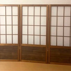 和風 木製 三連パーテーション 衝立　間仕切りの画像
