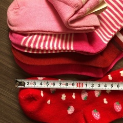 未使用 子ども キッズ 靴下 ソックス 14 15 16 女の子 女子 ピンク 赤 クリスマス いちご リボン ブランド セットの画像