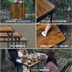 キャンプテーブル アウトドア テーブル 折りたたみ 120CM 3段階高さ調整可能 ピクニック レジャー 収納 折りたたみの画像
