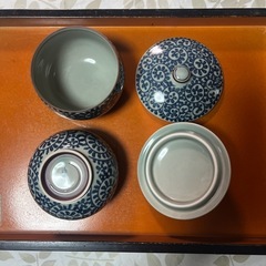 有田焼 浅秀　蛸唐草　タコ唐草　蓋付汲出揃　フタ付 湯呑　５客セットの画像