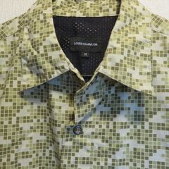 長袖シャツ　ブロック柄　カーキ　Mの画像