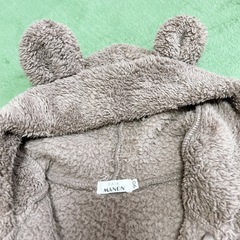 キッズ ベビー フリースボアジャケット クマ耳付きフード 90サイズ ブラウンの画像