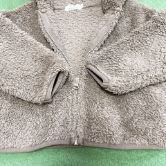 キッズ ベビー フリースボアジャケット クマ耳付きフード 90サイズ ブラウンの画像