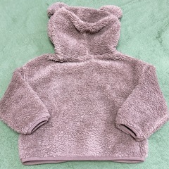 キッズ ベビー フリースボアジャケット クマ耳付きフード 90サイズ ブラウンの画像