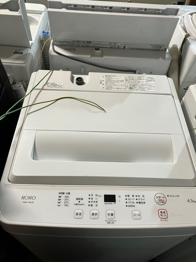 I 2510-365 ヤマダオリジナル RORO 全自動洗濯機 4.5kg YWM-T45LW  2024年製 動作確認済み 中古