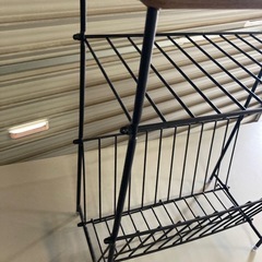 M59　サイドテーブル　黒×木目調の画像