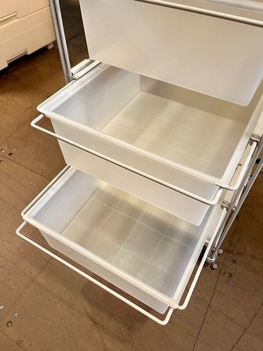 《売約済》無印良品 MUJI スチール ユニットシェルフ ワゴン 廃盤モデル ラック キャスター 付 無印 muji シェルフ 棚 引き出し 引出し 廃盤 レア スキマ 収納 コンパクト