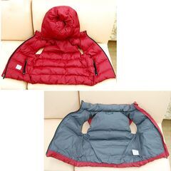 120サイズ ダウンベスト BeBe レッド系 ベベ 子供服 秋冬 重ね着 キッズ札幌市 清田区 平岡の画像