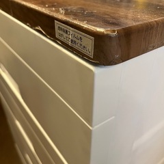 【配送可!】 プラスチック チェスト 5段 木目天板 収納ケース 収納ボックス タンス 衣装ケース ホワイト 箪笥 軽量の画像