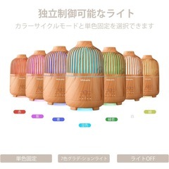 新品未使用 加湿器 小型 卓上 アロマディフューザー 大容量 25h連続稼働 LEDライト タイマー 静音 25dB 除菌 おしゃれ 6畳 超音波式 省エネ お手入れ簡単 コンパクト 寝室 オフィス デスク リビング トレイ 空焚き防止 乾燥対策 木目ナチュラルの画像