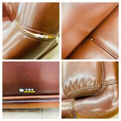 【ジモティー割引で最大15％OFF⭐️】カリモク 応接セット ダークブラウンソファ3点× 大理石風テーブルの画像