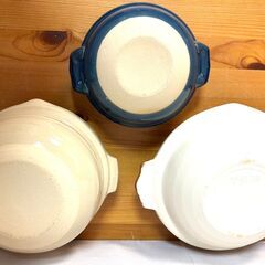【B337】未使用品/土鍋/ご飯炊き/鍋/おひつにもOK/お釜/現状品/3点セット/レトロ/シンプル/の画像