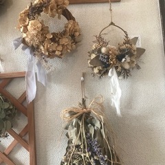 決まりました❣️差し上げます❣️ユ－カリメインのドライフラワースワッグ💐2点セット（╹◡╹）♡の画像