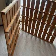 通気性◎ 折りたたみ式すのこベッド（シングル）２枚セット　ナチュラル　木製の画像