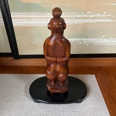 寿老人　木彫りの置物の画像