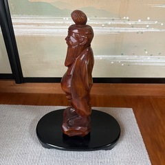 寿老人　木彫りの置物の画像
