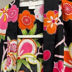 浴衣　130 140 下駄、帯の3点セット　黒の画像