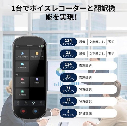 MUMEOMU M4 AI ボイスレコーダー 文字起こし　カメラ翻訳