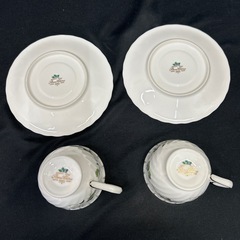 11133😸　カップ&ソーサー グリーンリーフ ボーンチャイナ 2客セットの画像