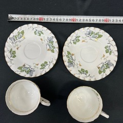 11133😸　カップ&ソーサー グリーンリーフ ボーンチャイナ 2客セットの画像