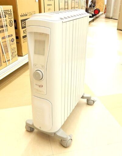 札幌市清田区/デロンギ DeLonghi ベルカルド オイルヒーター ピュアホワイト×シルクグレー RHJ75V0915-GY リモコン欠品