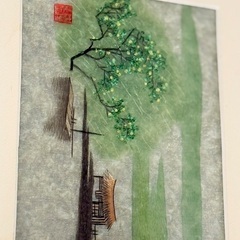 中国シルク刺繍絵(額縁付き)の画像