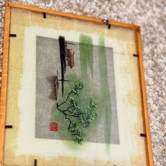 中国シルク刺繍絵(額縁付き)の画像