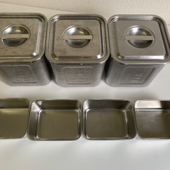 業務用 ステンレス メモリ付き 角型 キッチンポット 2.4L 3個セット 容器おまけつきの画像