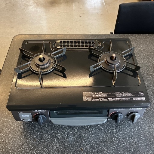 K2510-197 Rinnai グリル付きガステーブル RTE564BKR ブラック LPガス用 2018年製 キズ汚れ有り
