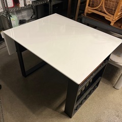 ダイニングテーブル　机　テーブル　横収納つき付き　椅子３せっとセ...