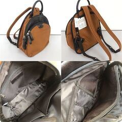 ss7758　レディース バッグ 3点セット おまけ付き PiemonteLusso リュックサック オレンジ系 antitese ショルダーバッグ ブラック トートバッグ キャメル系 小ぶり 小さめ カバン 中古の画像