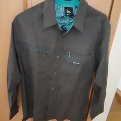 希少オシャレ！Jichodo 80th anniversary ワークシャツ × 2枚で 長袖 used　シャドーブラック　作業服　Sサイズ　MYANMAR製　自重堂の画像
