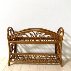 ラタン　籐　ラック　棚　レトロ
の画像