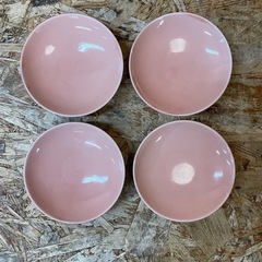 C(7582) 桃色 フタ付き 茶碗 和食器 4個セット 115×60ｍｍの画像