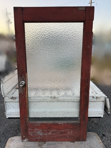【GO-1262】ガラス戸 ガラス扉 すりガラス 昭和レトロ アンティーク 大型