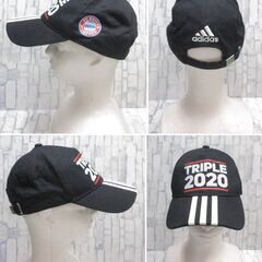 ( M-964 )adidas アディダス FCバイエルン スリーストライプス キャップ 帽子 ブラック 黒 中古の画像