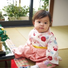 花柄　70サイズ　袴ロンパースの画像