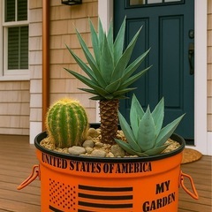 ドラム缶リメイクプランター（オレンジ）
の画像