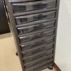 【お譲りします】Aplos 書類トレー多段ワゴン／スモーク引出し／A4対応／キャスター付の画像