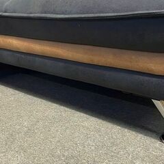 レザーファブリック カウチソファ グレー系 クッション付属 リビング インテリア コーナー L字 3人掛け 中古家具 店頭引取歓迎 R10148の画像